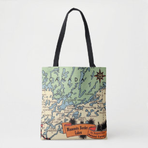 Colorful Minnesota Border Lakes Map Tote Bag