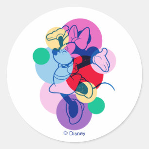 Colorful Minnie Mouse Modern Pop Art Classic Round Sticker