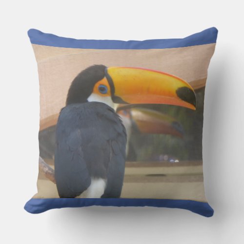 Colorful Mirrored Toucan Face Throw Pillow