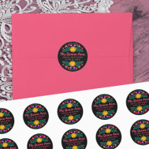Colorful Mis Quince Anos Black Pink Mexican Fiesta Classic Round Sticker