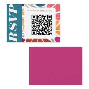 Colorful Mismatch Abstract Floral Wedding RSVP Enclosure Card