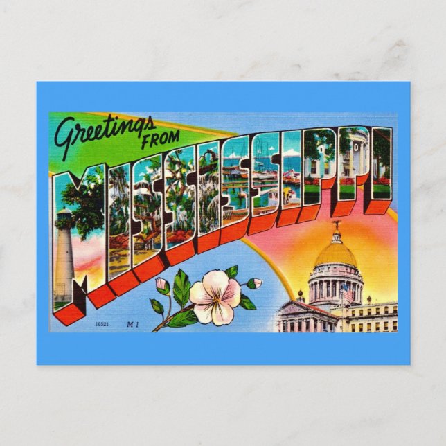 Colorful Mississippi Greetings  Postcard (Front)