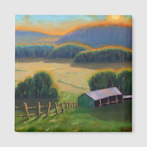 Colorful Missouri Ozark Mountain Farm Sunset Magnet