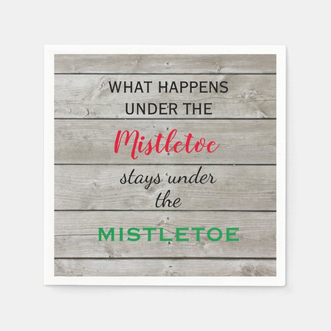 Colorful Mistletoe Holiday Napkins (Front)