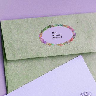 Colorful Mists of Colors in Oval Purple Green Pink Sticker