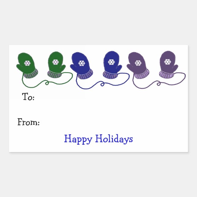 Colorful Mittens Rectangular Sticker (Front)