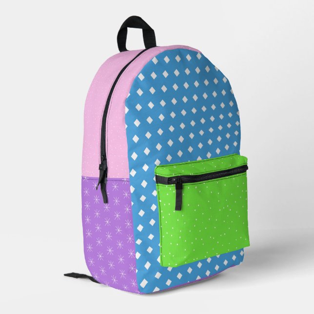 Colorful mix pattern eccentric Backpack (Back Corner Left)