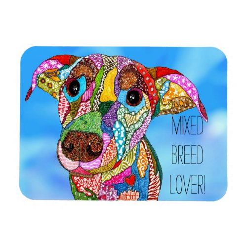 Colorful Mixed Breed Dog Lover Magnet 3x4