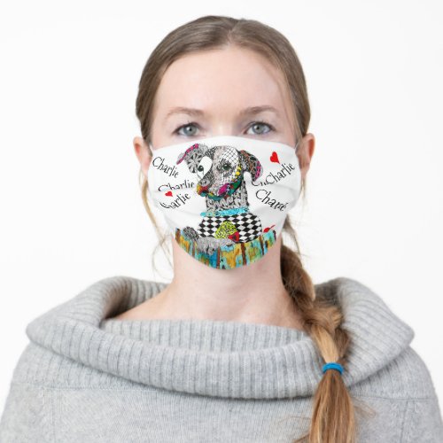 Colorful Mixed Breed Dog Print Face Mask