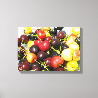 Colorful Mixed Cherries Food Canvas Wall Art