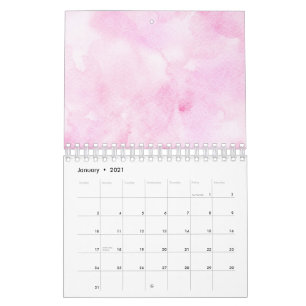 Colorful Mixed Color Pink Abstract Watercolor Calendar