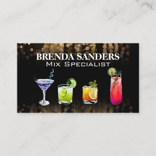 Colorful Mixed Drinks | Cocktail Lounge Vibe Business Card