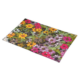 Colorful, Mixed Floral Design Cloth Placemat