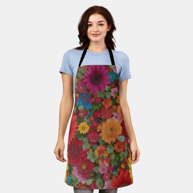 Colorful Mixed Flowers Apron (Worn)