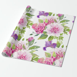 Colorful mixed flowers bouquet Peony & Lily Wrapping Paper