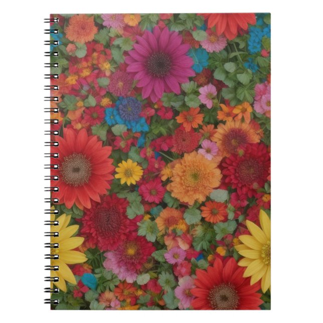Colorful Mixed Flowers Notebook (Front)