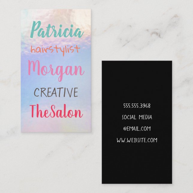 Colorful Mixed Fonts | Pastel Foil Business Card (Front/Back)