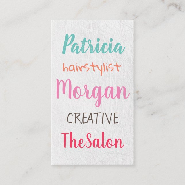 Colorful Mixed Fonts / Subtle Texture Business Card (Front)