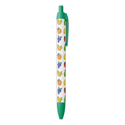 Colorful Mixed Fruit Pattern Black Ink Pen