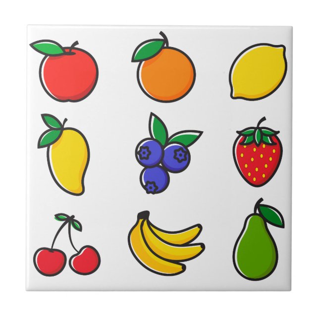 Colorful Mixed Fruit Pattern Ceramic Tile (Front)