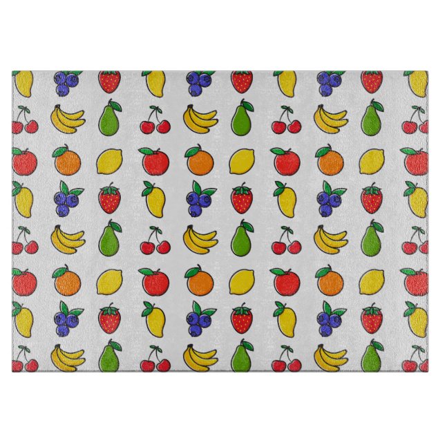 Colorful Mixed Fruit Pattern Cutting Board (Front)