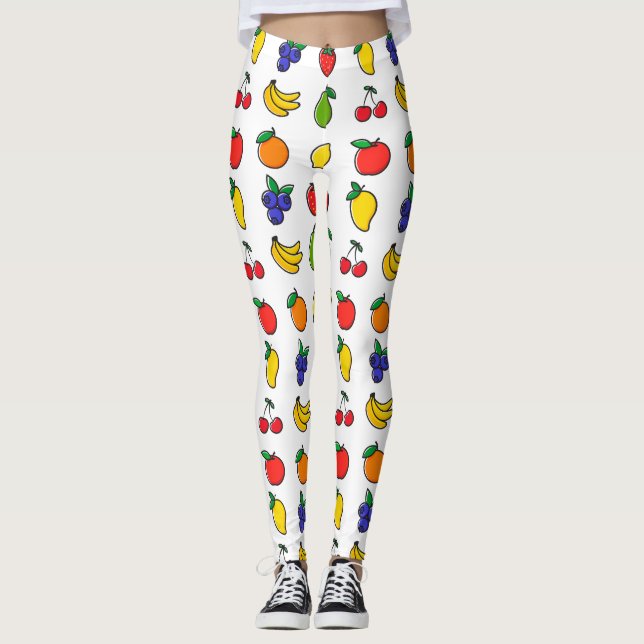 Colorful Mixed Fruit Pattern Leggings (Front)