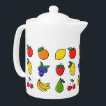 Colorful Mixed Fruit Pattern Teapot<br><div class="desc">Bright and colorful mixed fruit pattern with lemons,  pears,  bananas,  cherries,  apples,  blueberries,  strawberries and oranges.</div>