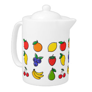 Colorful Mixed Fruit Pattern Teapot