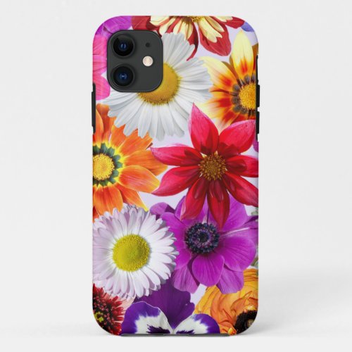 Colorful Mixed Garden Flowers  iPhone 11 Case