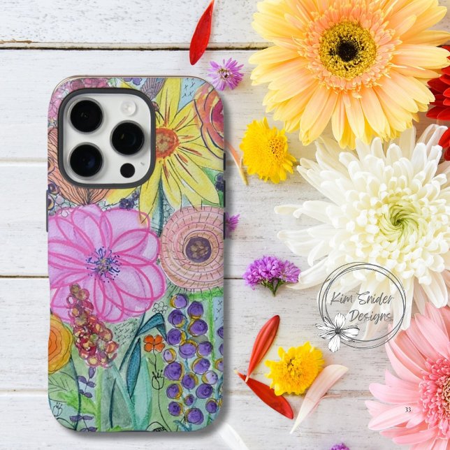 Colorful Mixed Media Florals iPhone case (Creator Uploaded)