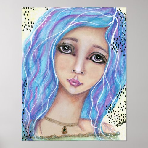 Colorful Mixed Media Girl Print