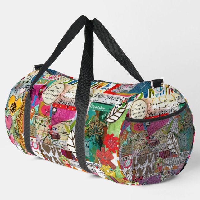 Colorful Mixed Media Inspirational Duffle Bag (Right Corner)