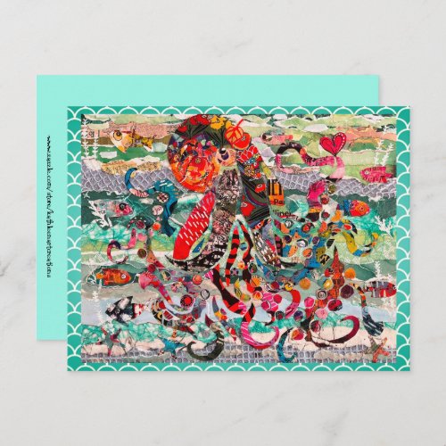 Colorful Mixed Media Octopus Greeting Card