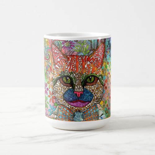 Colorful Mixed Media Pop Art Cat  Coffee Mug