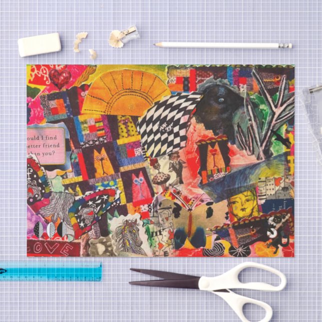 Colorful Mixed Media Pop Art Collage Tissue Paper (Craft)