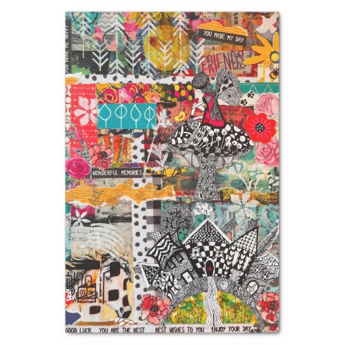 Colorful Mixed Media Pop Art Collage Tissue Paper