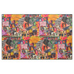 Colorful Mixed Media Quilting Block Collage Fabric