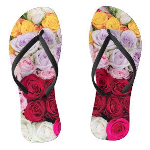 Colorful Mixed Roses Flip Flops