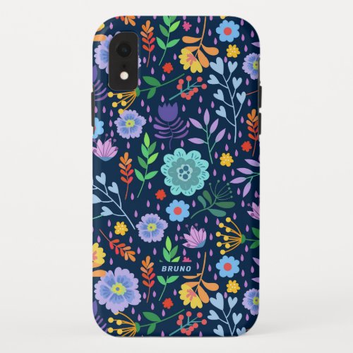 Colorful mixed stylized flowers pattern iPhone XR case