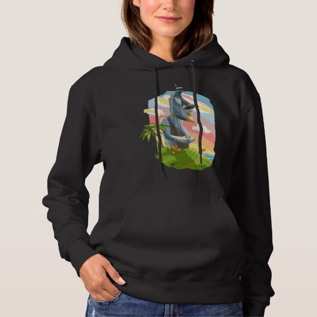 Colorful Moai Statue  Stone Sculpture On Easter Is Hoodie (Front)