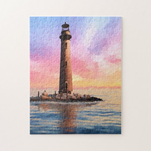 Colorful Mobile Alabama Lighthouse Art Puzzle