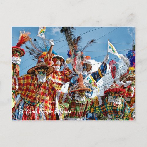 Colorful Mocko Jumbies US Virgin Islands Flags Postcard