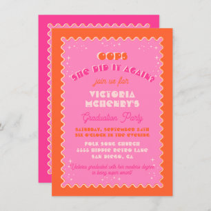 Colorful Mod Bright Bold Retro Graduation Invitation