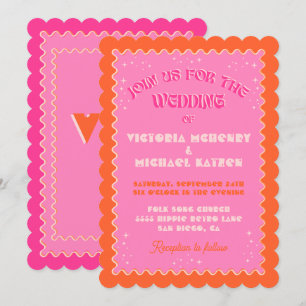 Colorful Mod Bright Bold Retro Wedding Invitation
