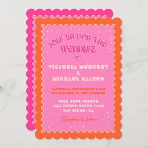 Colorful Mod Bright Bold Retro Wedding Invitation
