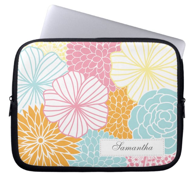 Colorful Mod Florals Laptop Sleeve (Front)