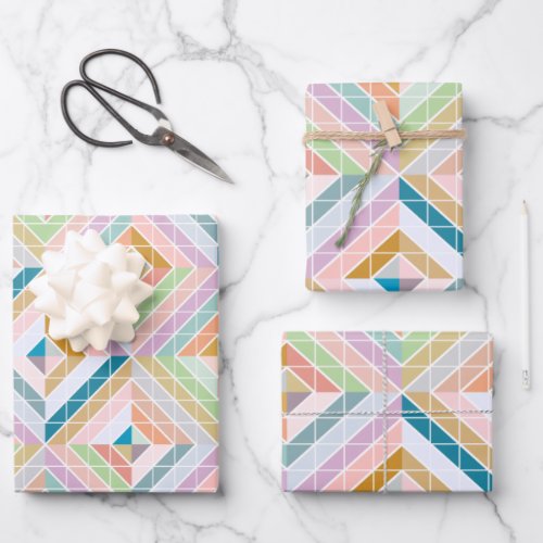 Colorful Mod Patchwork Diamonds Pattern  Wrapping Paper Sheets