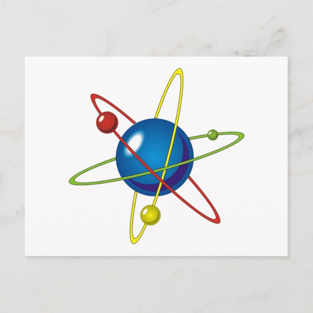 Colorful Model of the Atom Postcard (Front)