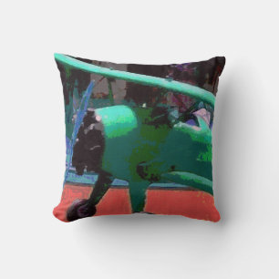 Colorful Model Plane Throw Pillow