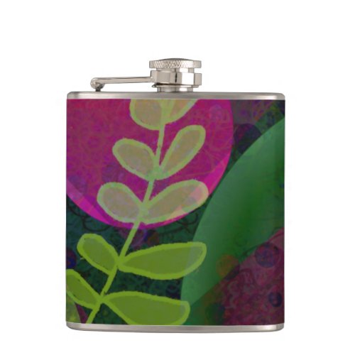 Colorful Modern Abstract Art Botanical Floral Flask